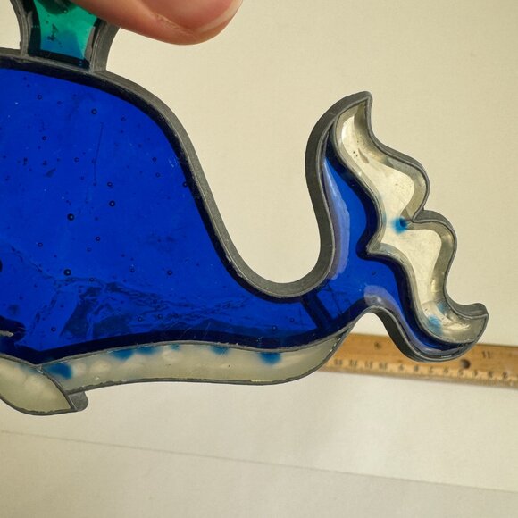 Vtg Whale Blue Suncatcher Acrylic Resin Metal Frame Beach Ocean w Hook Hole READ - Picture 8 of 13
